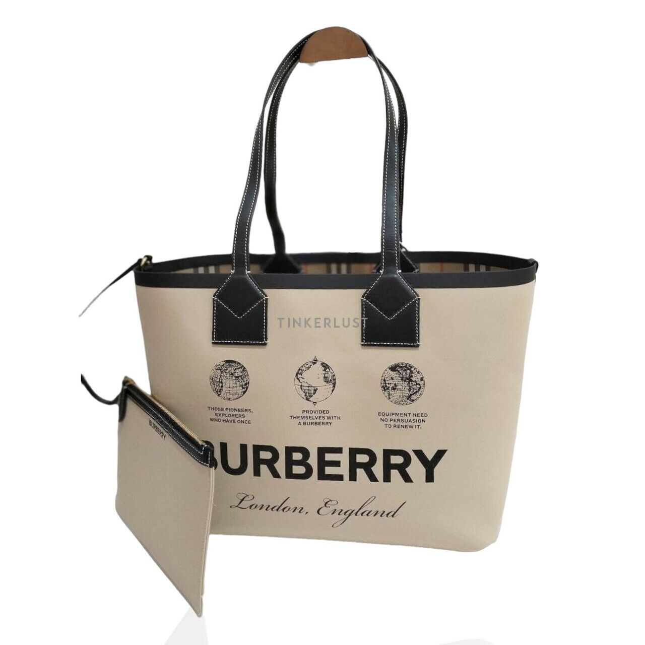 tas tote bag Burberry Reversible With Free Pouch in Beige Tote Bag Tinkerlust